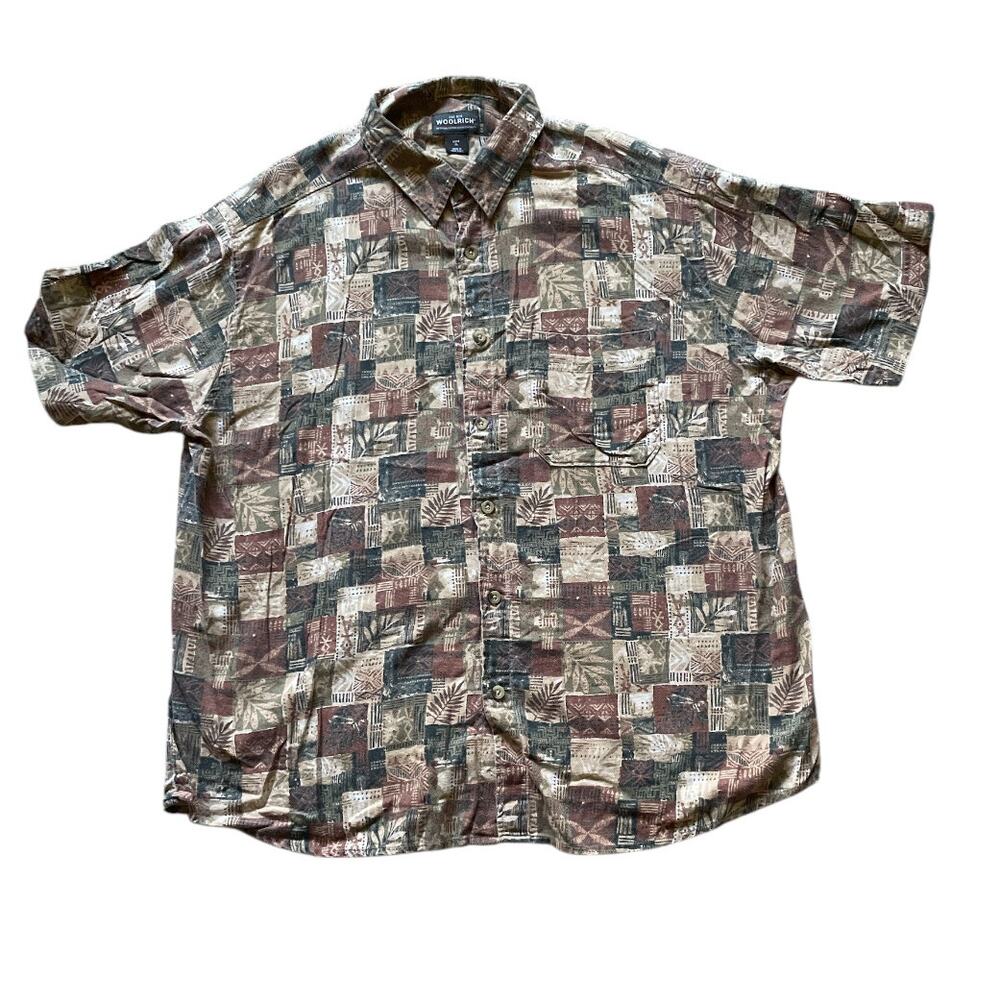 Woolrich Mens Paprika Primitive Block Casual Button up Size XL Patchwork Natural - Picture 7 of 7